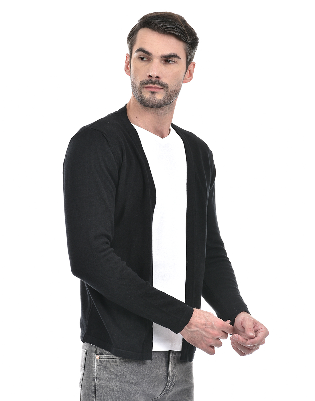 Numero Uno Men Solid Black Shrug